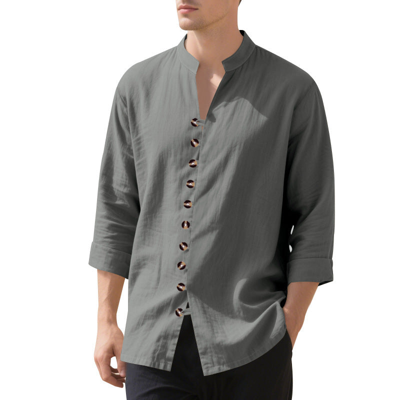 Mandarin Collar Long Sleeves Shirt