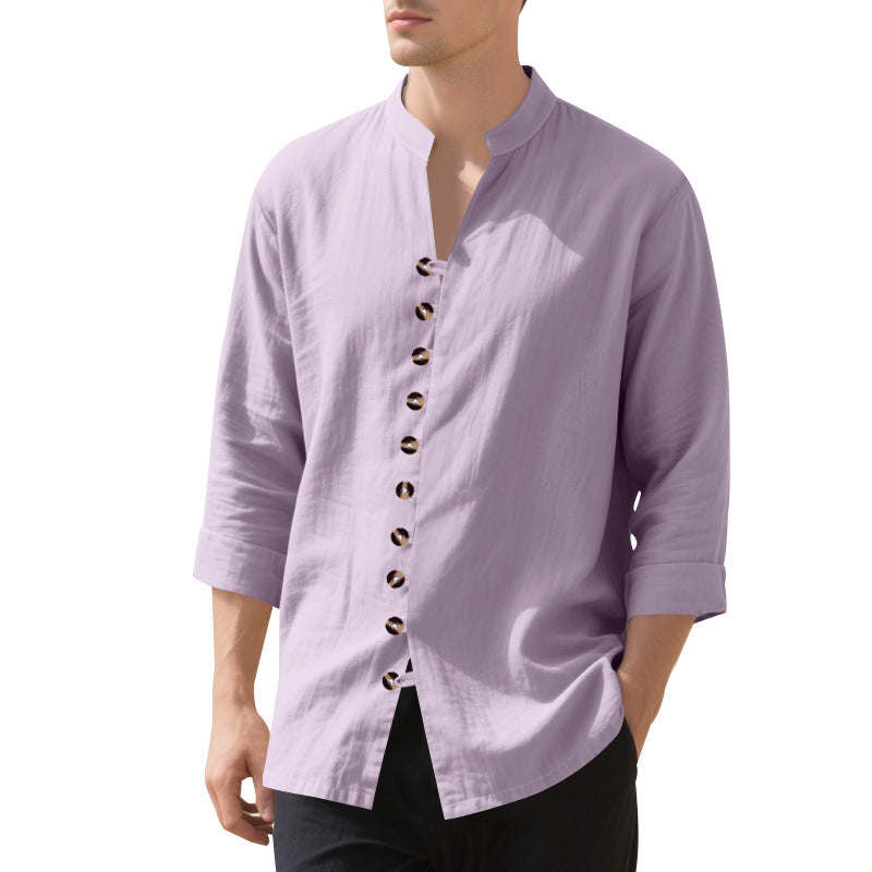 Mandarin Collar Long Sleeves Shirt