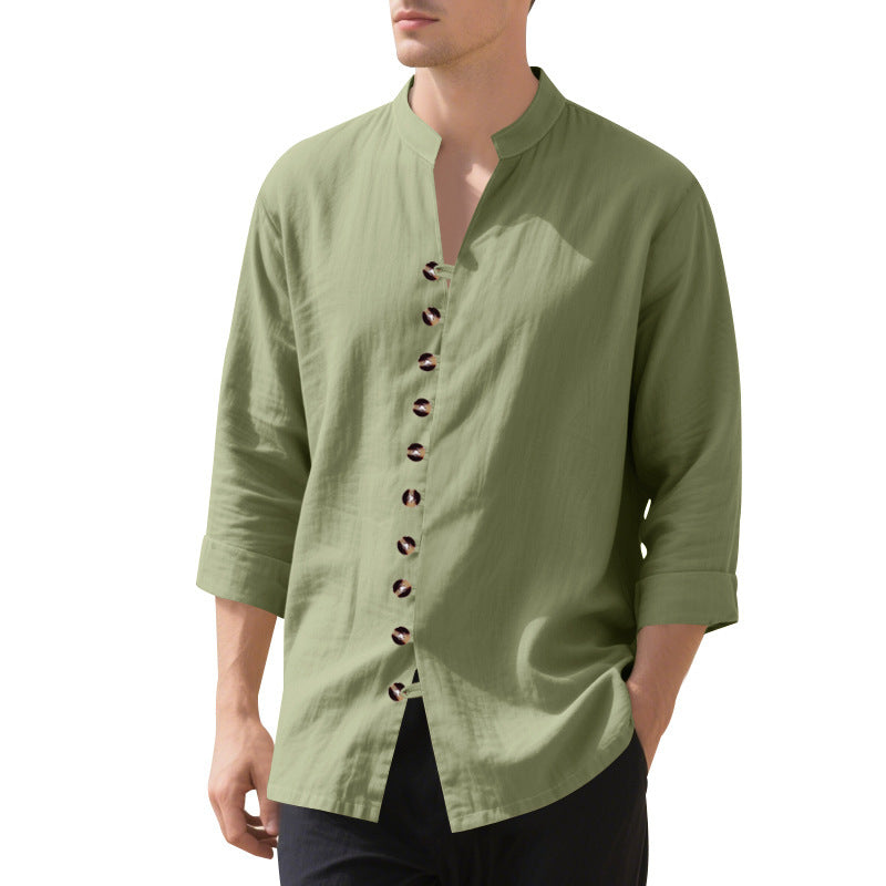 Mandarin Collar Long Sleeves Shirt