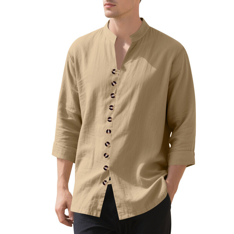 Mandarin Collar Long Sleeves Shirt