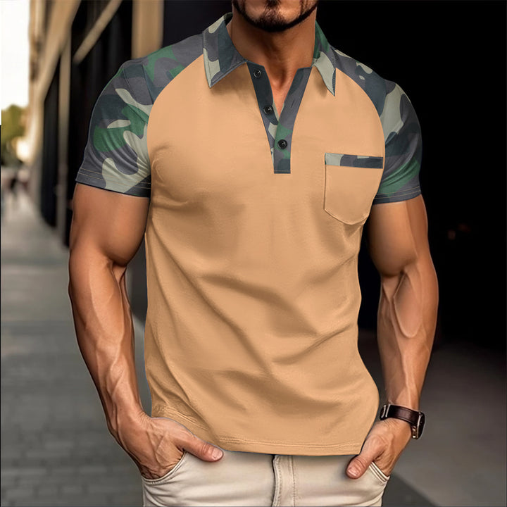 Men Camouflage Print Colourblocked Slim Fit T-shirt