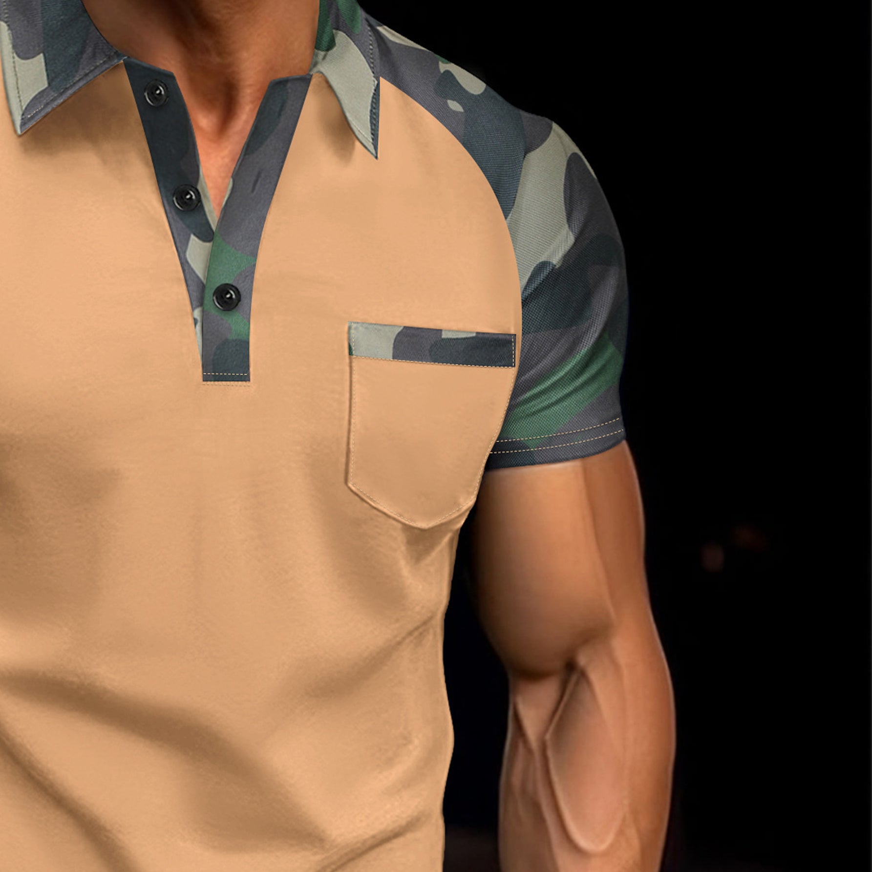 Men Camouflage Print Colourblocked Slim Fit T-shirt