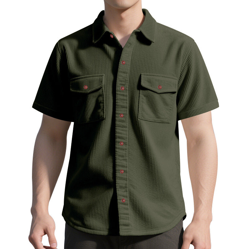 Men Vertical Striped Spread Collar Casual Shirt