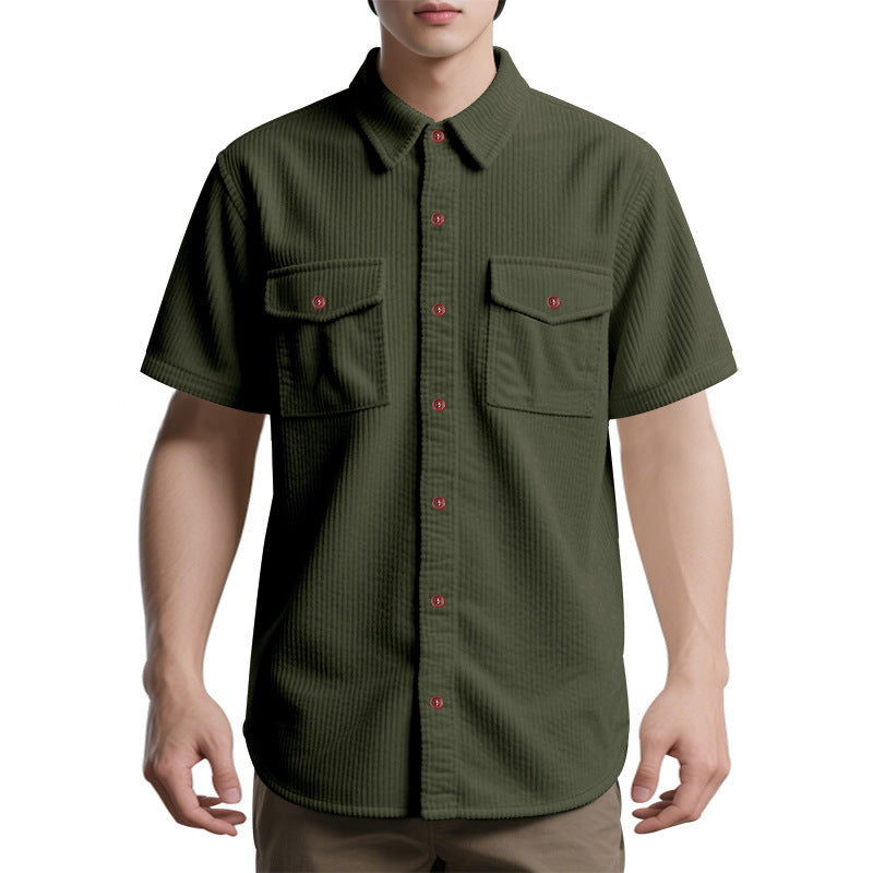 Men Vertical Striped Spread Collar Casual Shirt