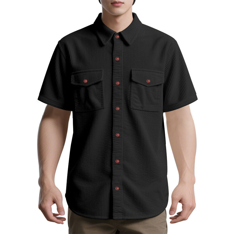 Men Vertical Striped Spread Collar Casual Shirt