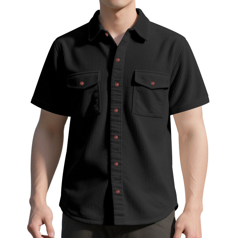 Men Vertical Striped Spread Collar Casual Shirt