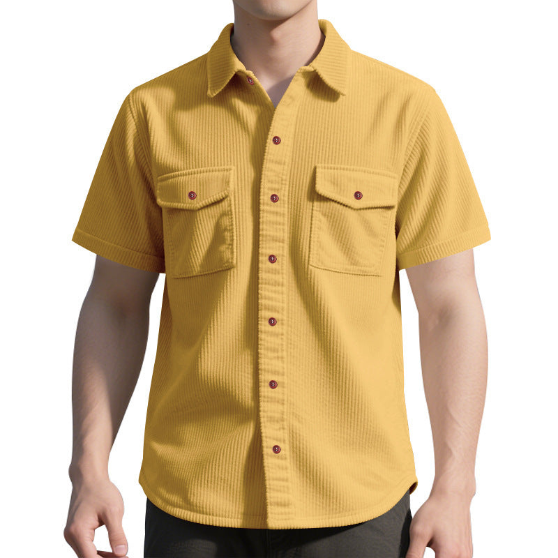 Men Vertical Striped Spread Collar Casual Shirt