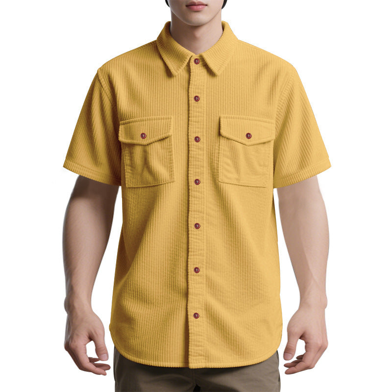 Men Vertical Striped Spread Collar Casual Shirt