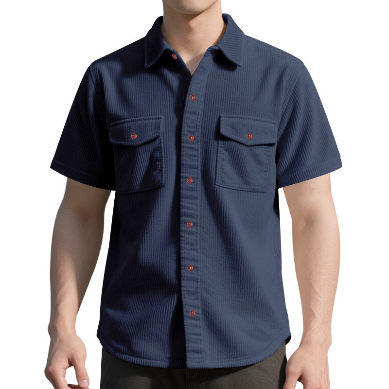 Men Vertical Striped Spread Collar Casual Shirt