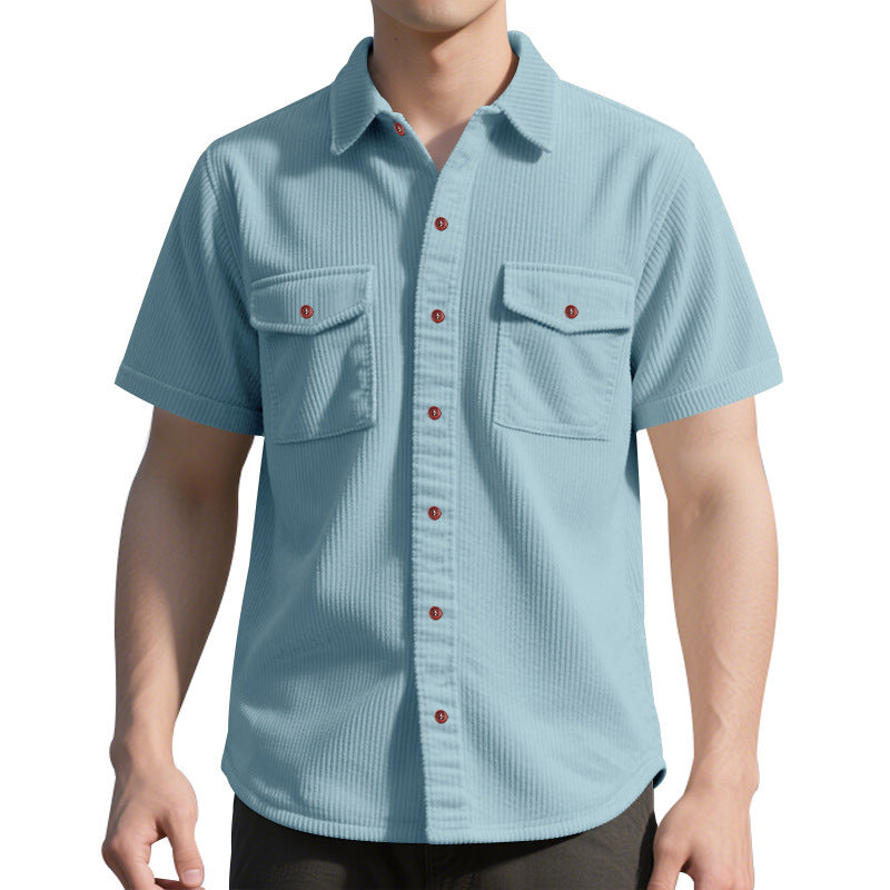 Men Vertical Striped Spread Collar Casual Shirt