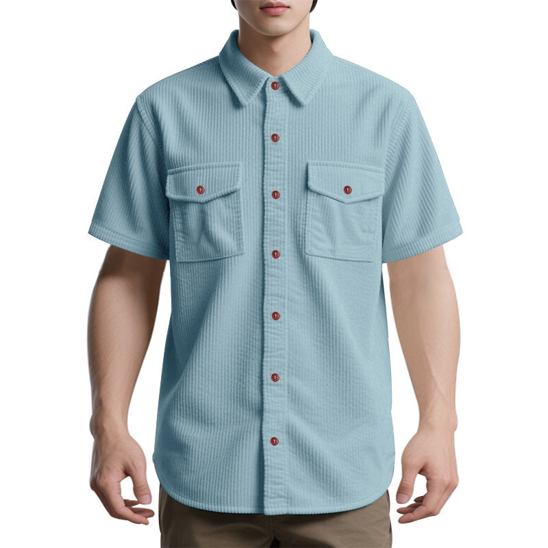 Men Vertical Striped Spread Collar Casual Shirt