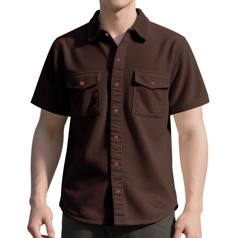 Men Vertical Striped Spread Collar Casual Shirt