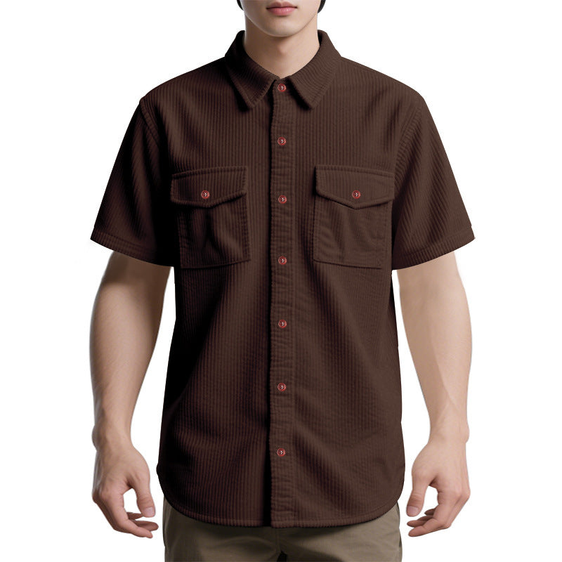 Men Vertical Striped Spread Collar Casual Shirt