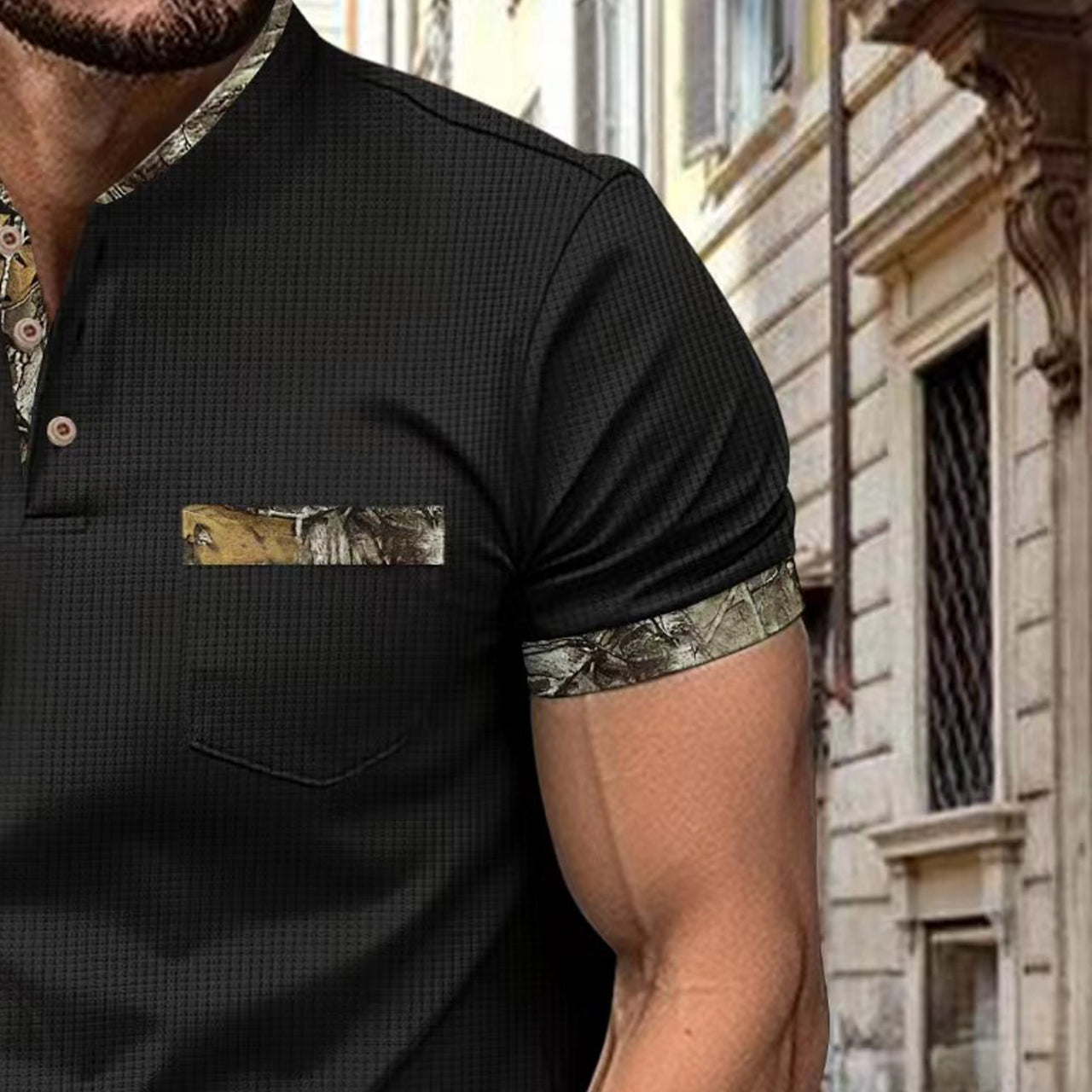 Men Henley Neck T-shirt