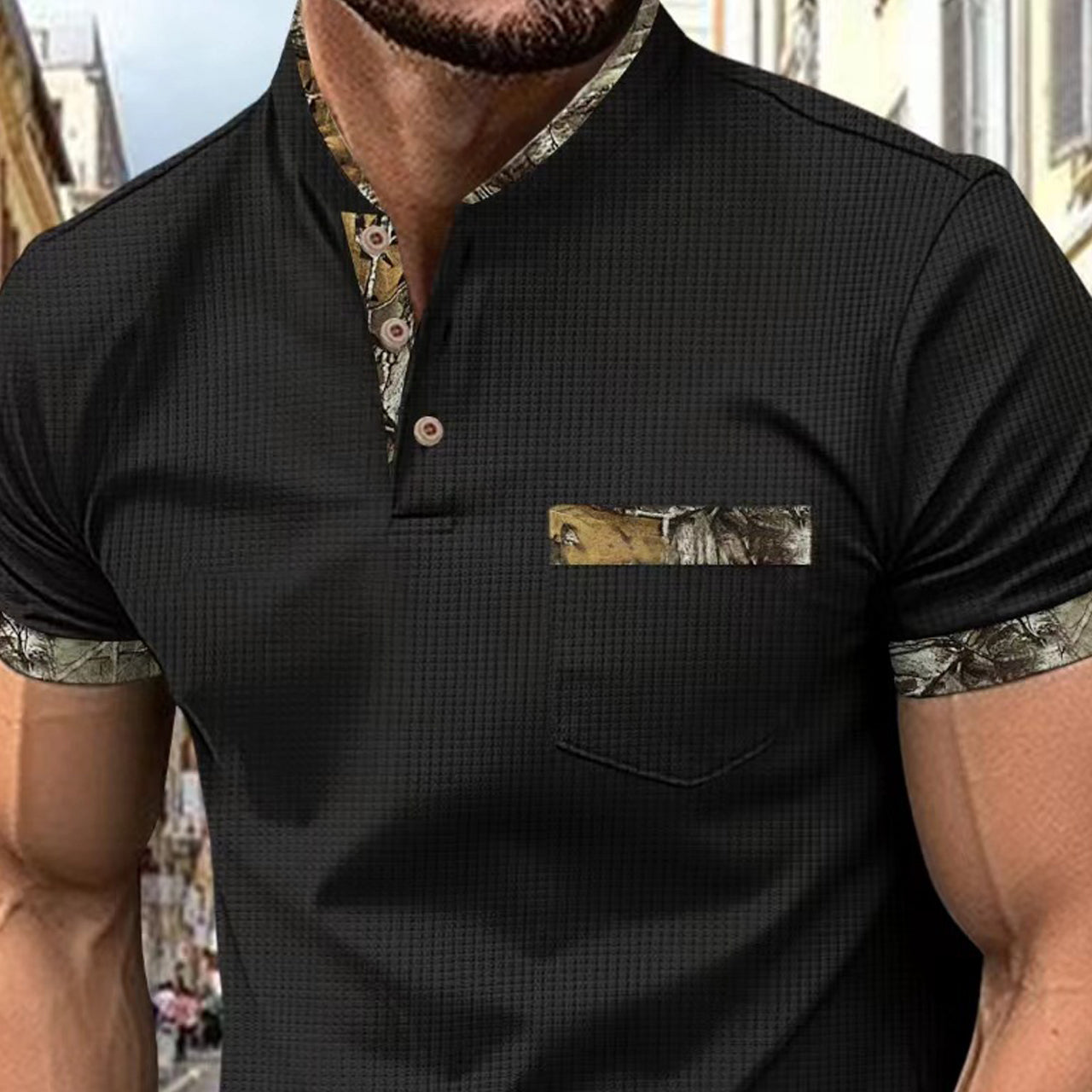 Men Henley Neck T-shirt