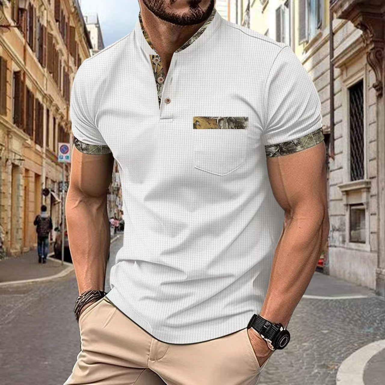 Men Henley Neck T-shirt