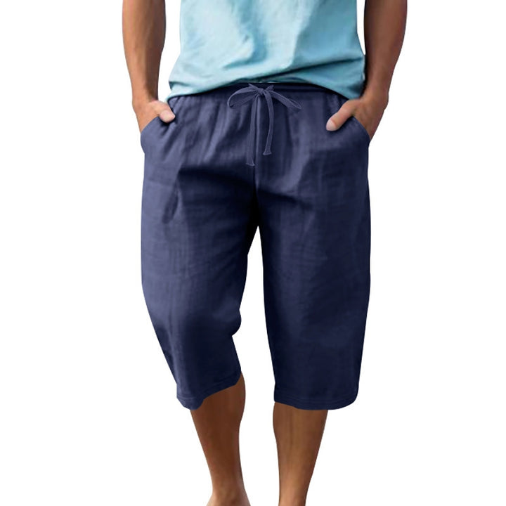 Men Mid-Rise Linen Shorts