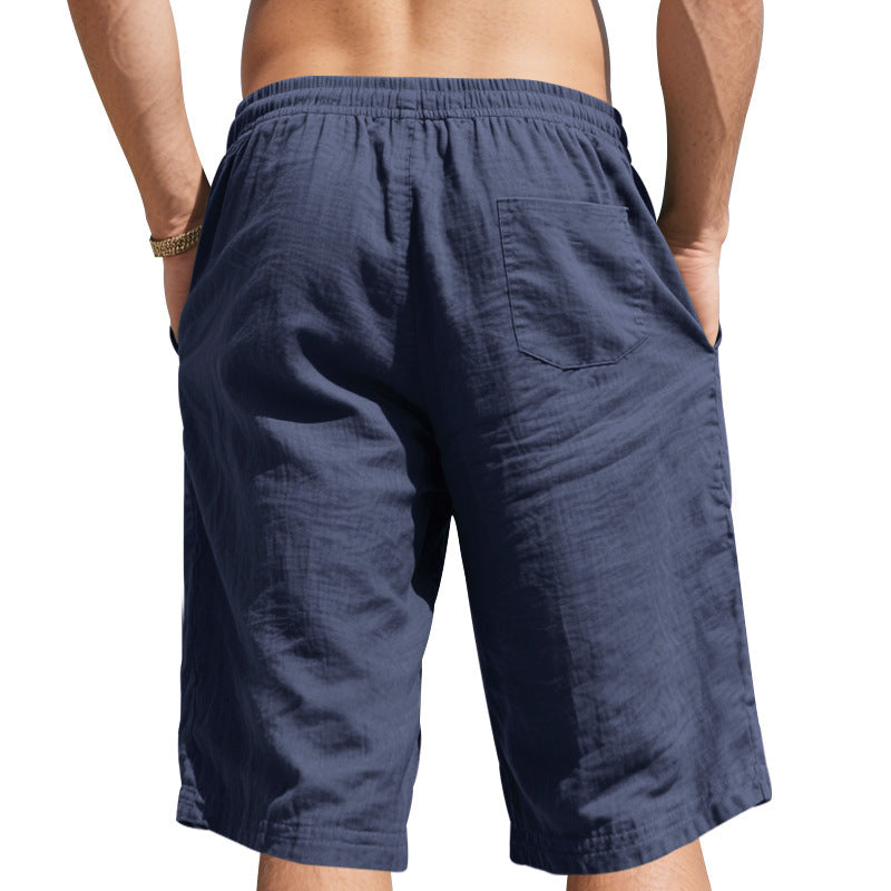 Men Mid-Rise Linen Shorts