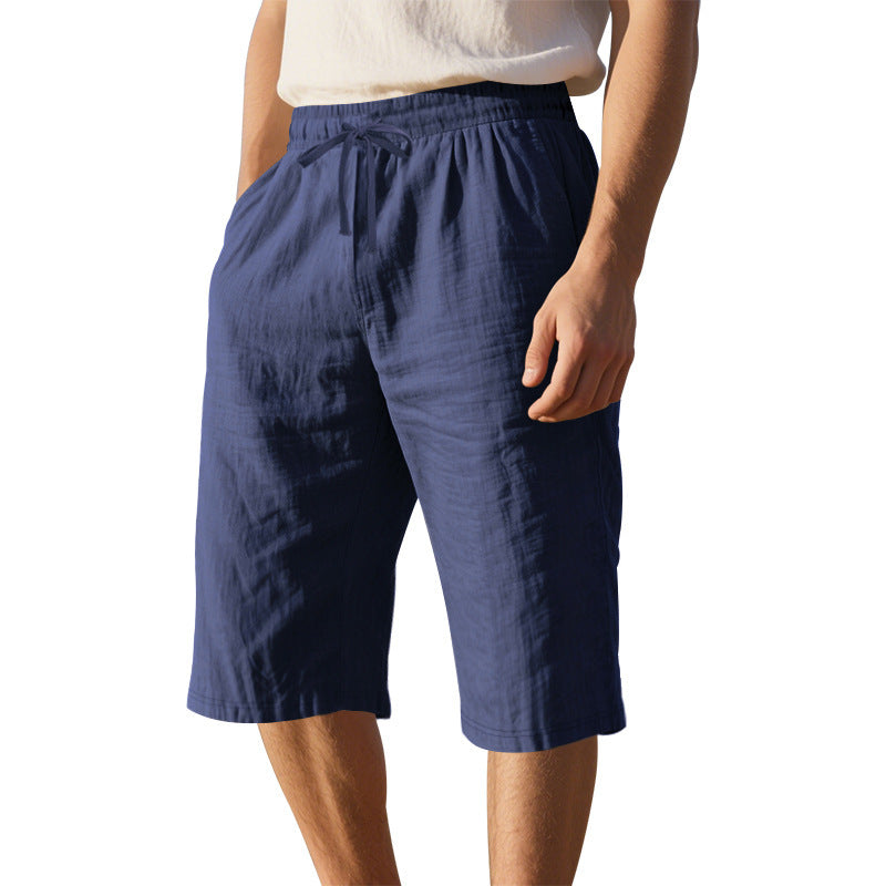 Men Mid-Rise Linen Shorts