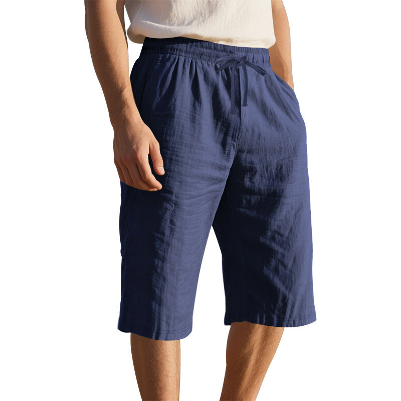 Men Mid-Rise Linen Shorts