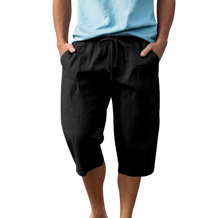 Men Mid-Rise Linen Shorts