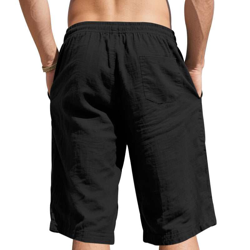 Men Mid-Rise Linen Shorts