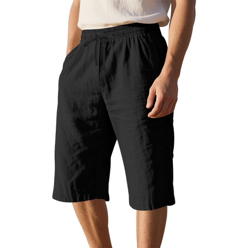 Men Mid-Rise Linen Shorts