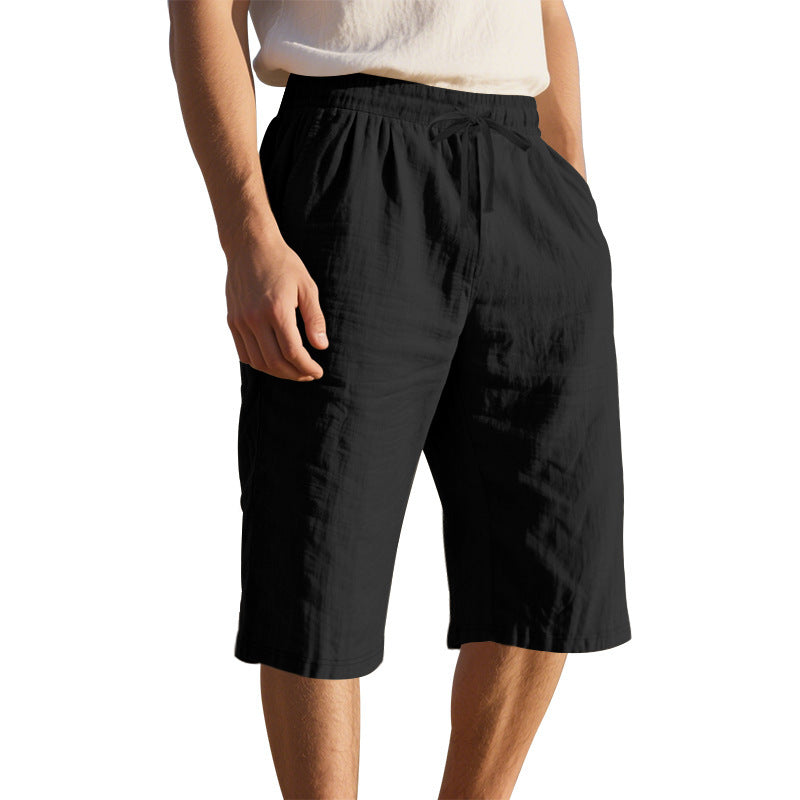 Men Mid-Rise Linen Shorts