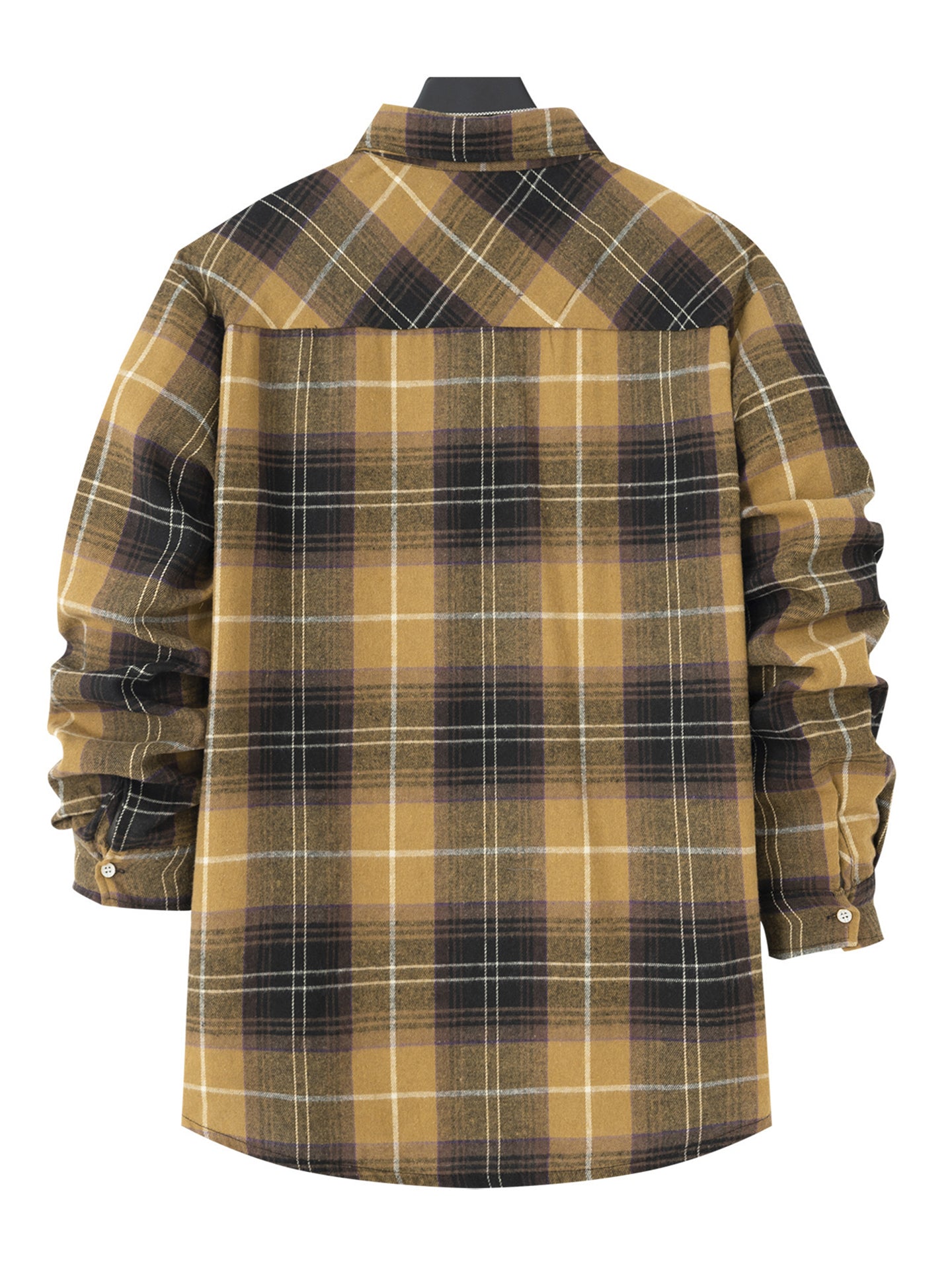Men Speread Collar Tartan Checked Cotton Casual Shirt