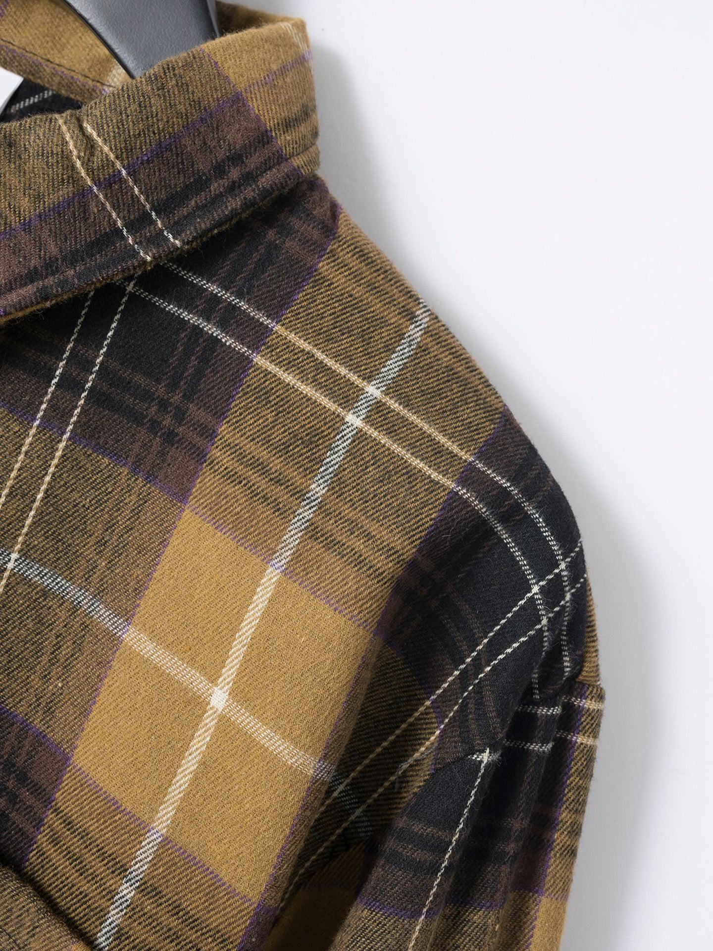 Men Speread Collar Tartan Checked Cotton Casual Shirt