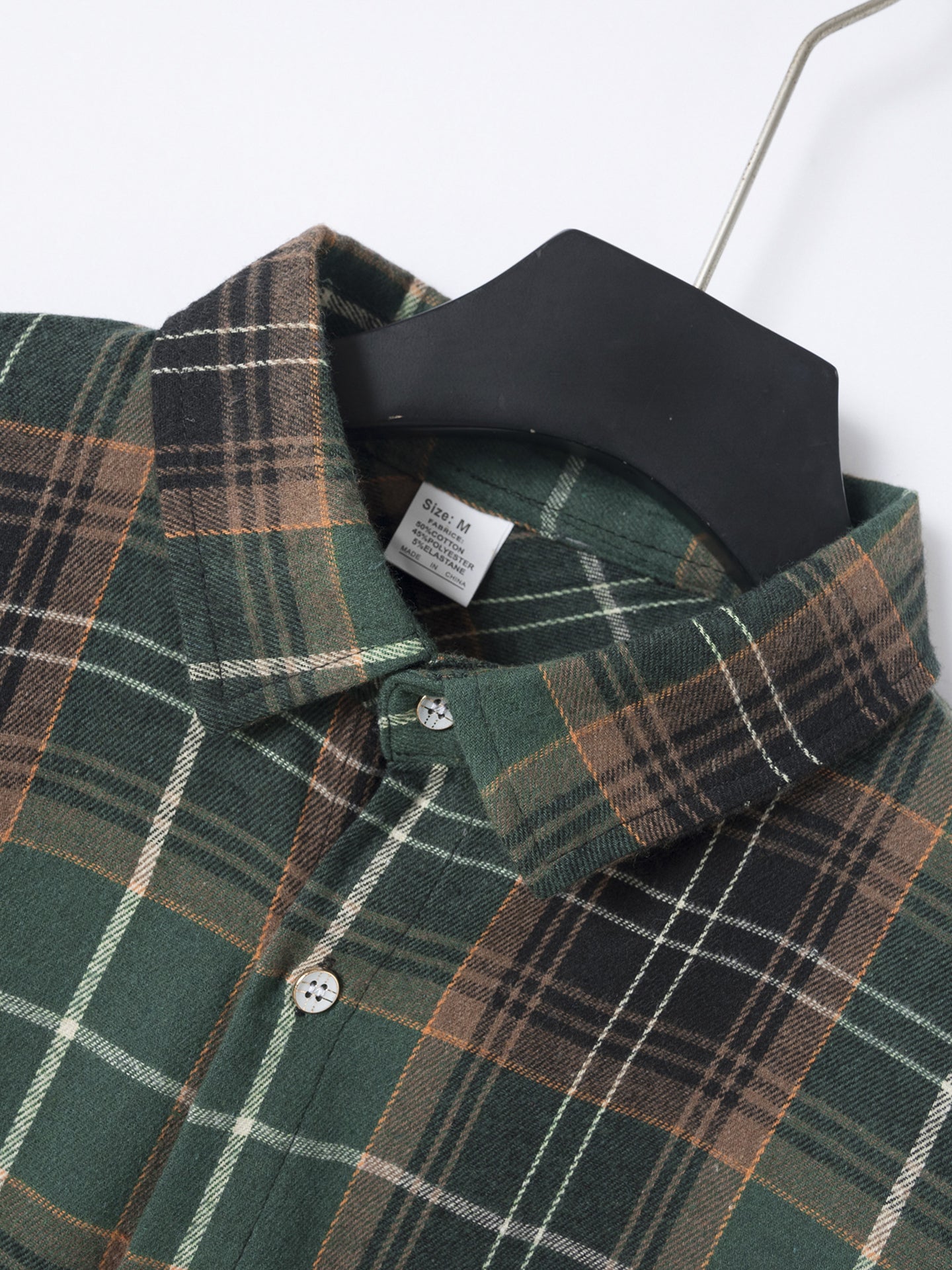 Men Speread Collar Tartan Checked Cotton Casual Shirt
