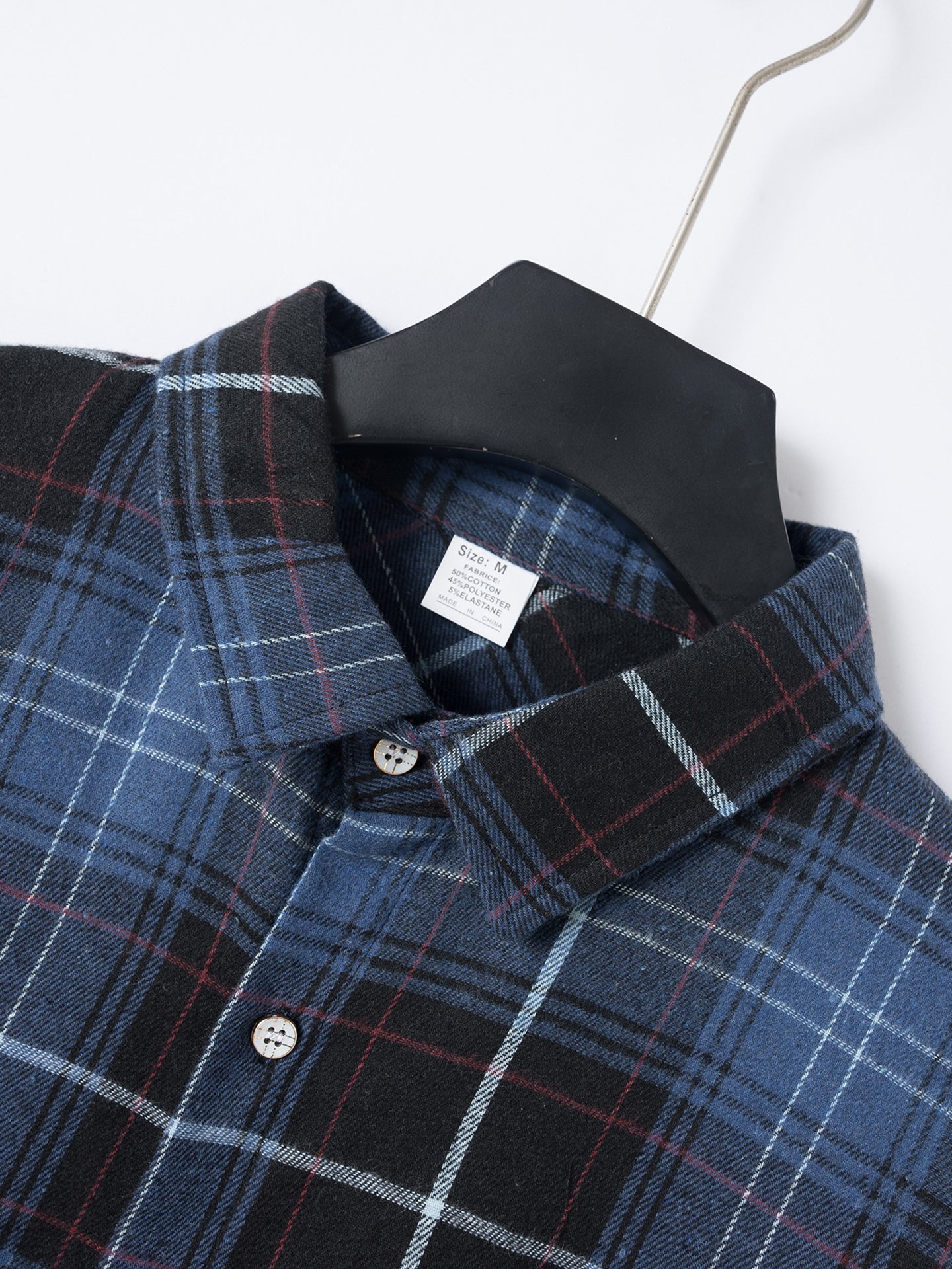 Men Spread Collar Tartan Checked Cotton Casual Shirt