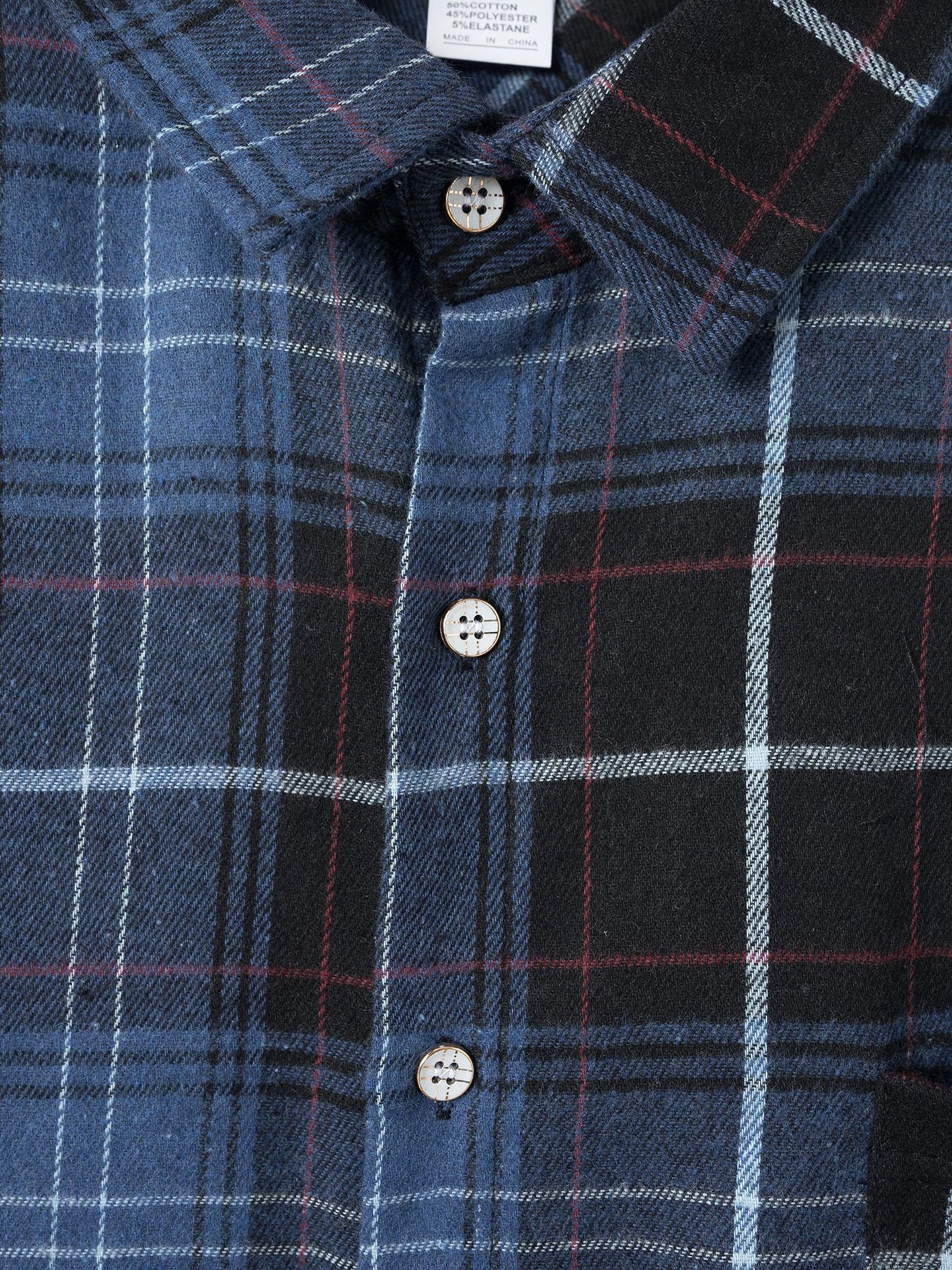 Men Spread Collar Tartan Checked Cotton Casual Shirt