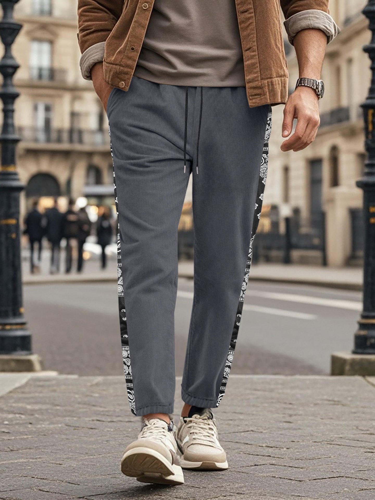 Men Ethnic Motifs Printed Easy Wash Trousers