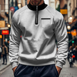 Men Solid Mock Collar Sweatshirt