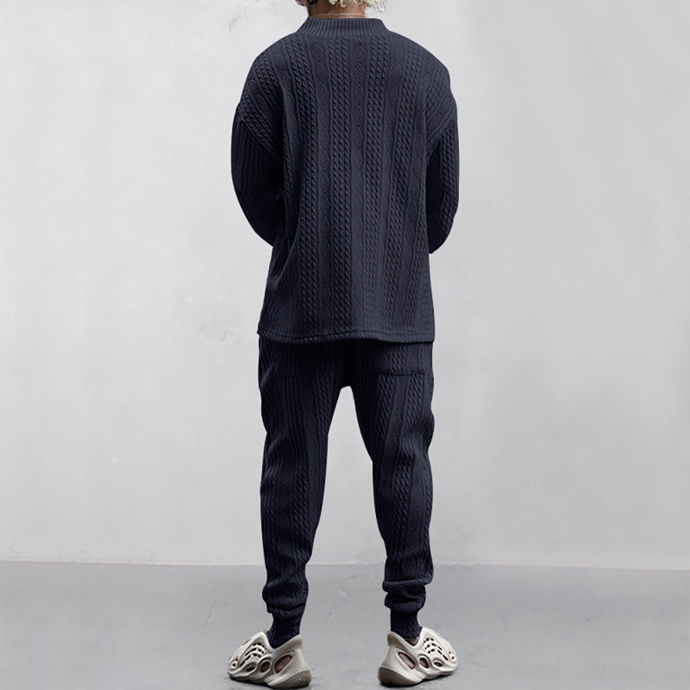 Self Design V-Neck Long Sleeves Pure Cotton Sweatshirt With Jogger