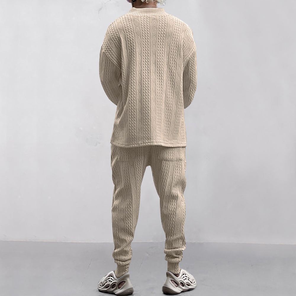 Self Design V-Neck Long Sleeves Sweatshirt With Jogger