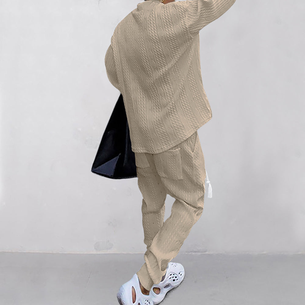 Self Design V-Neck Long Sleeves Sweatshirt With Jogger