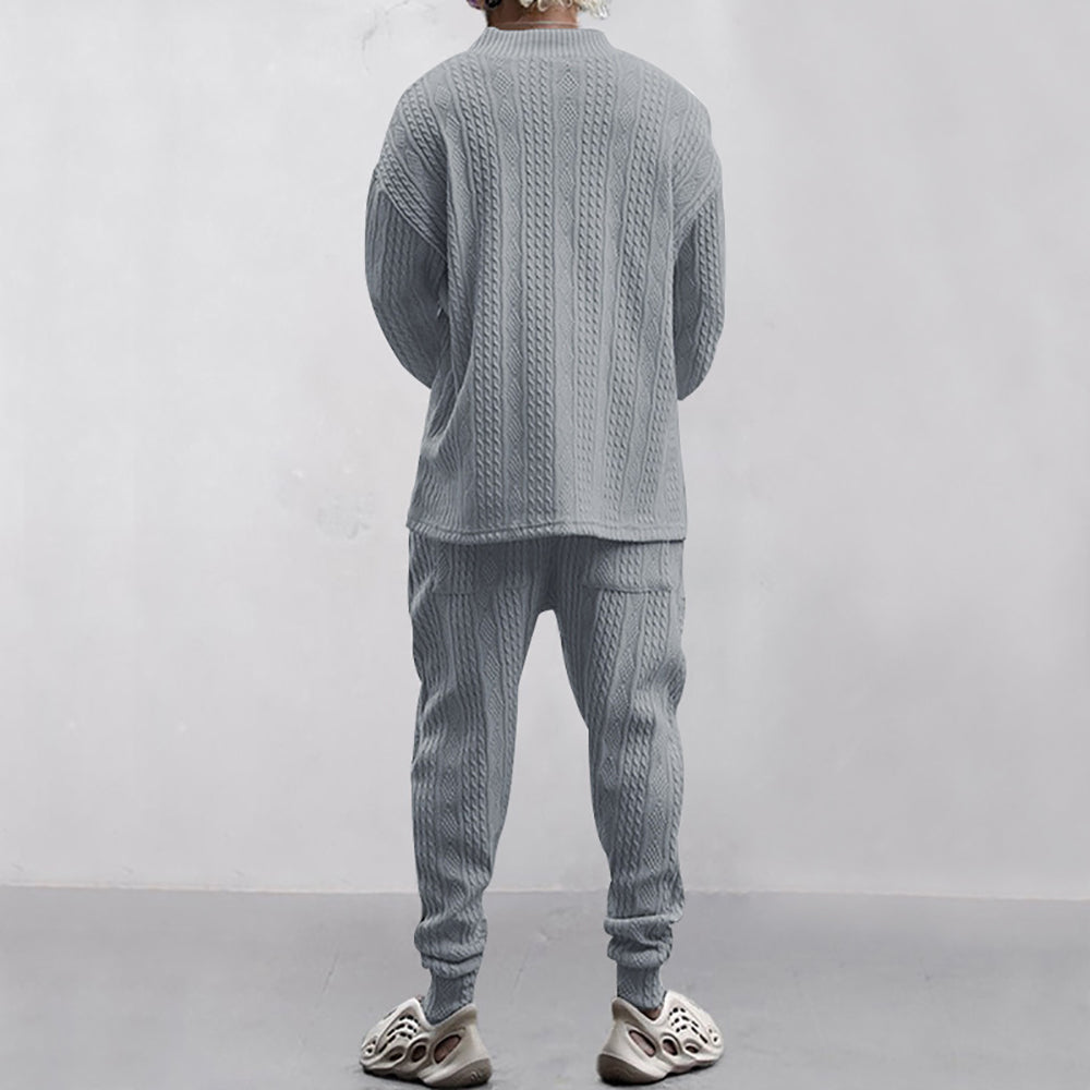 Self Design V-Neck Long Sleeves Pure Cotton Sweatshirt With Jogger