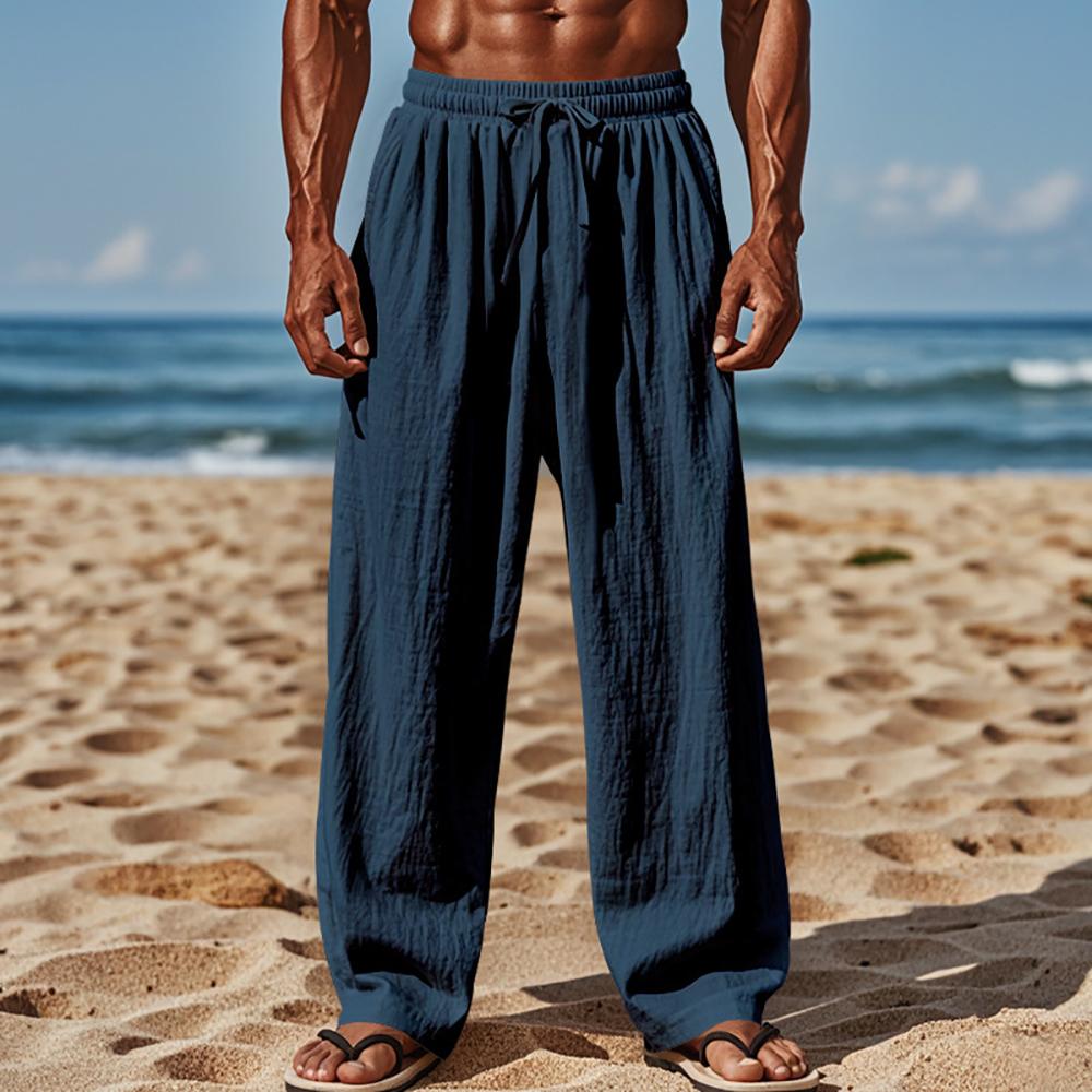 Men cotton Loose Fit Easy Wash Pleated Trousers
