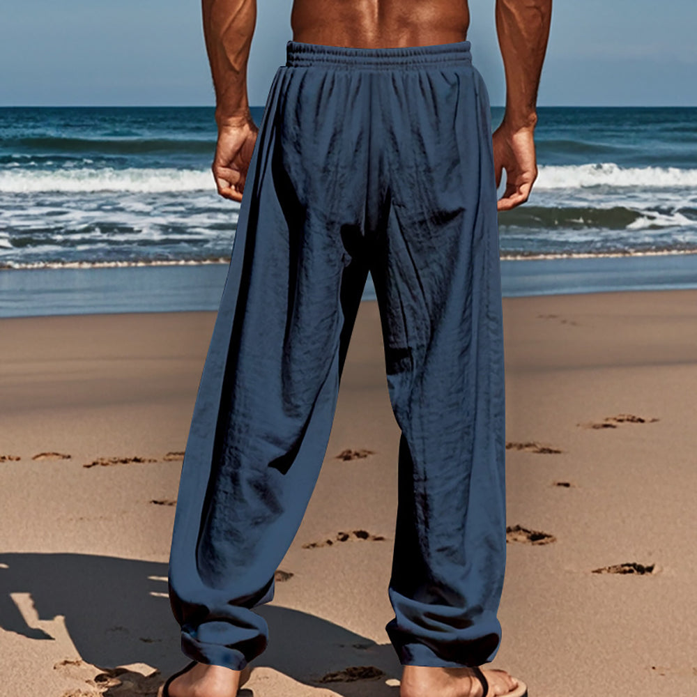 Men cotton Loose Fit Easy Wash Pleated Trousers