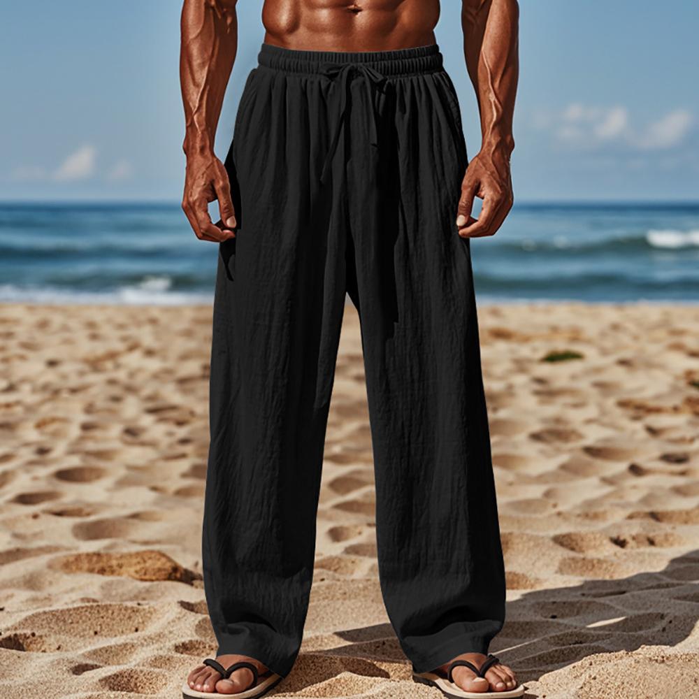 Men Loose Fit Easy Wash Pleated Cotton Chinos