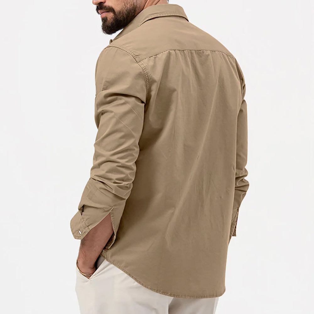 Men Cutaway Collar Solid Casual Shirt
