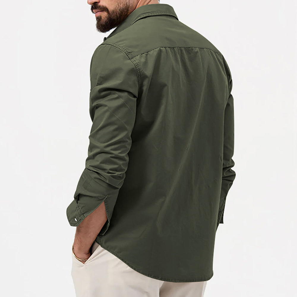 Men Cutaway Collar Solid Casual Shirt