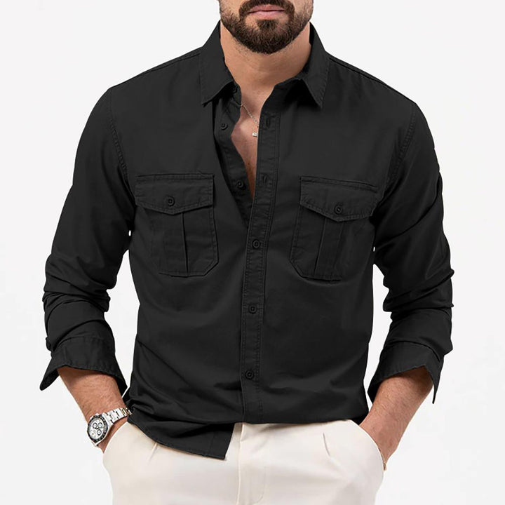 Men Cutaway Collar Solid Casual Shirt