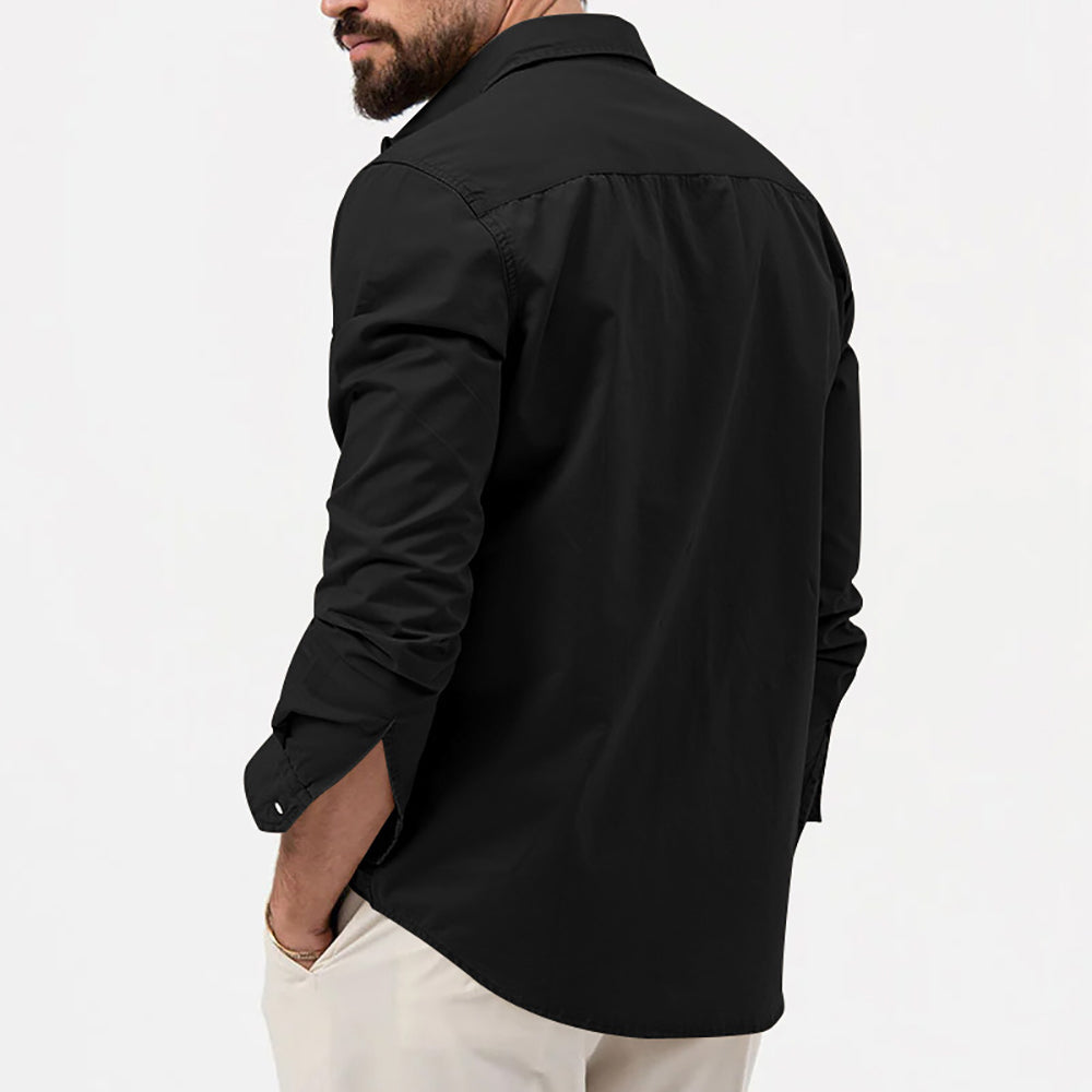 Men Cutaway Collar Solid Casual Shirt