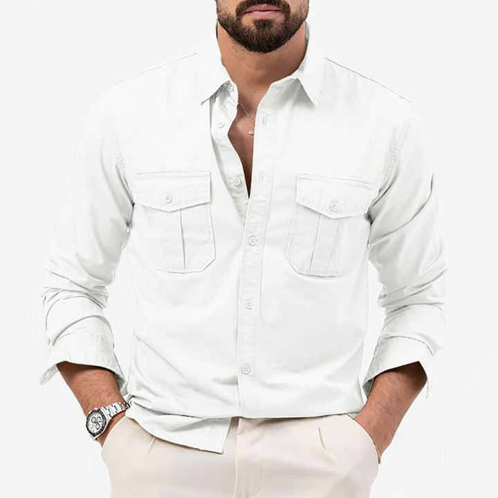 Men Cutaway Collar Solid Casual Shirt