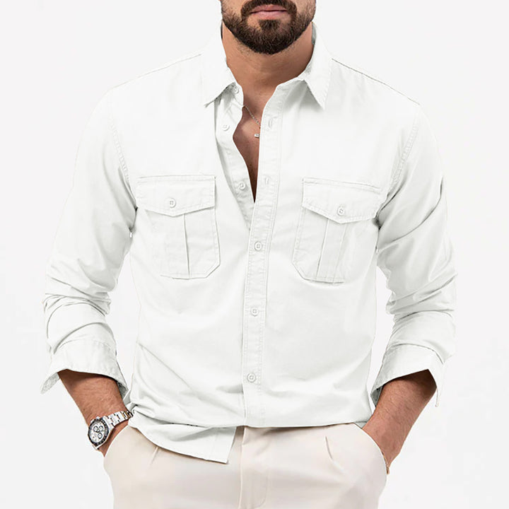 Men Cutaway Collar Solid Casual Shirt