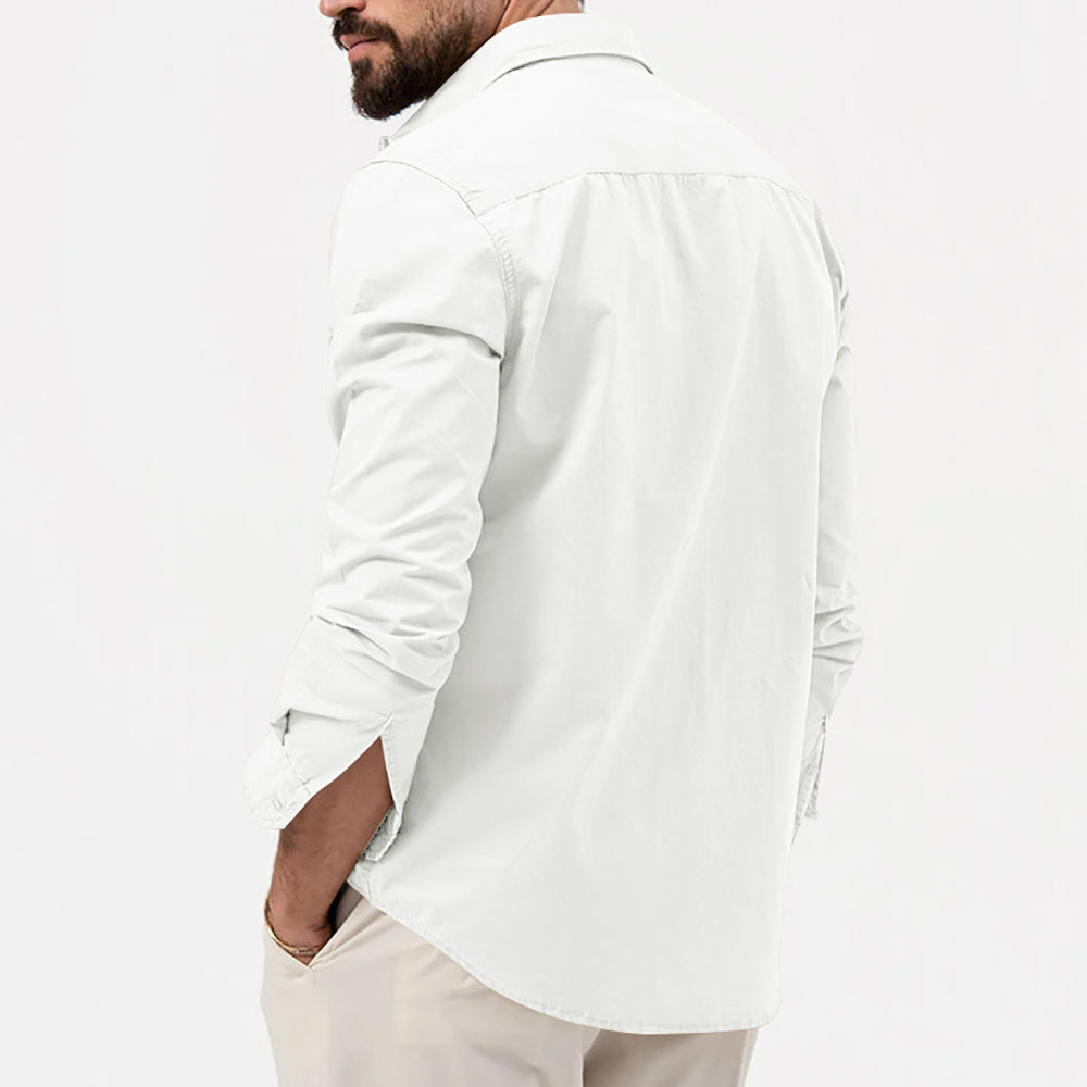 Men Cutaway Collar Solid Casual Shirt