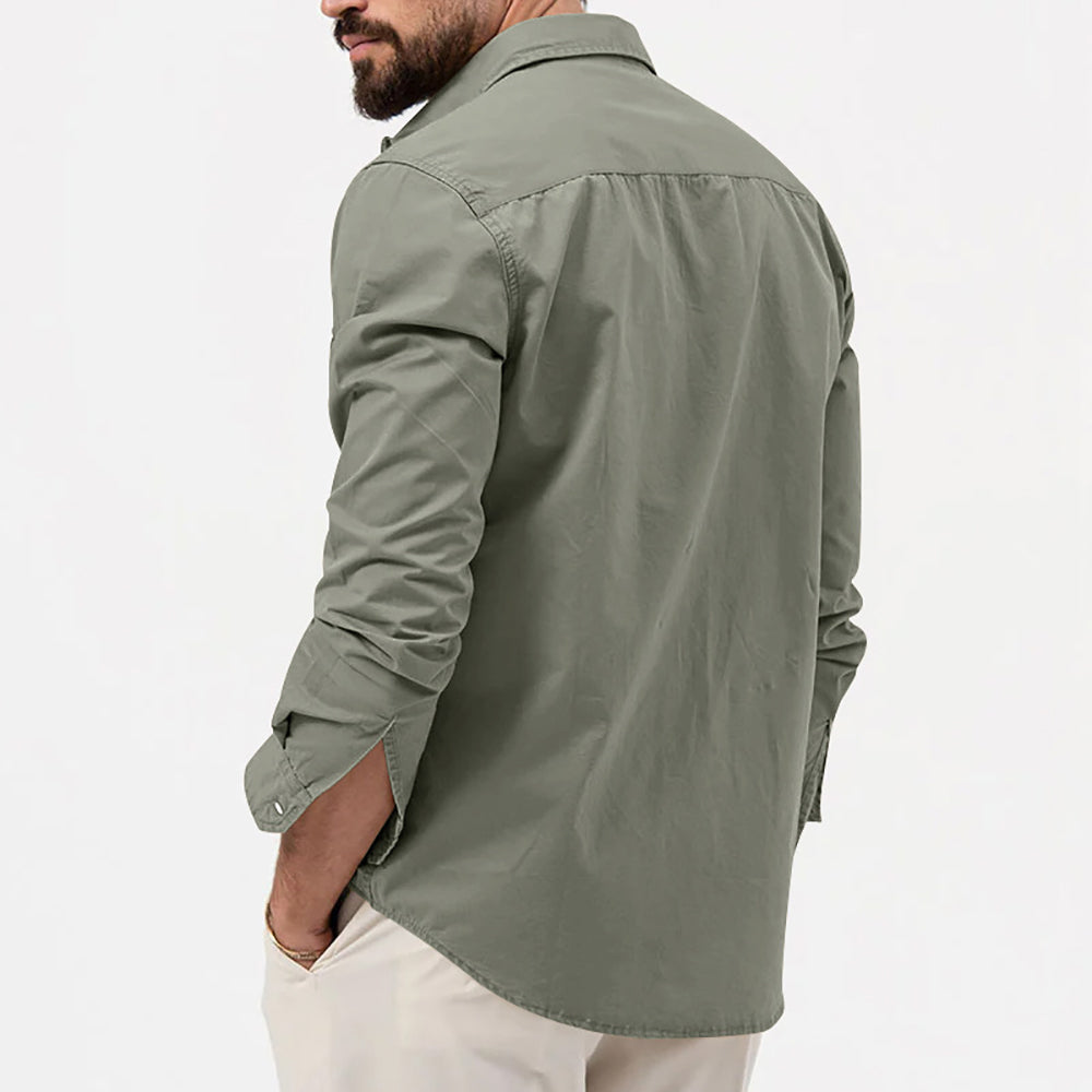 Men Cutaway Collar Solid Casual Shirt